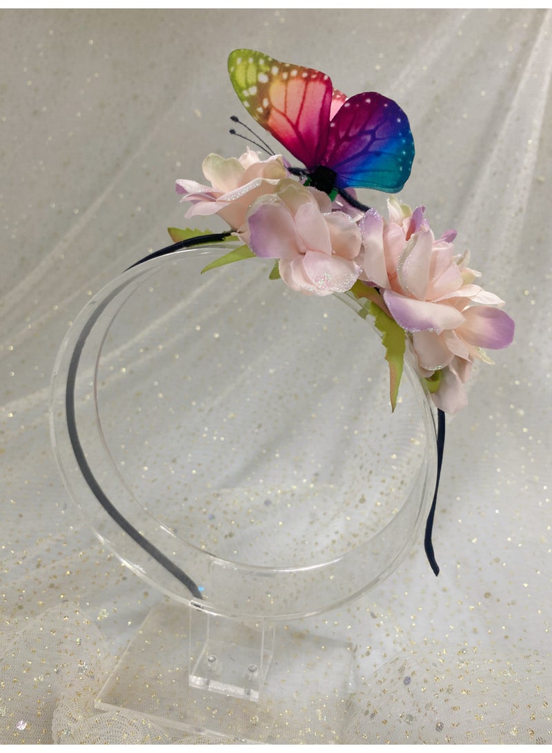 NAME Electric Flutter Butterfly Floral Headband Rainbow Wing Rechargeable Hair Accessory - Image 2